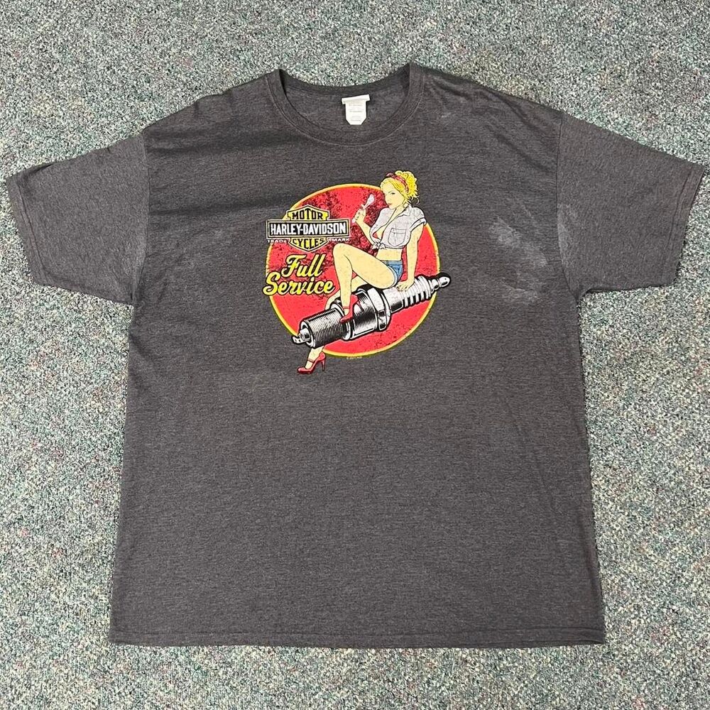 Harley Davidson Treasure Coast w Pin-up Girl Grey Graphic Tee